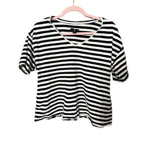 Jason Wu Black and White Striped T-shirt Size Small Very Stretchy Classic T